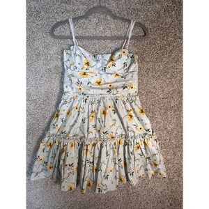 Aqua x Kristopher Brock Floral Bustier Mini Dress Blue Yellow Size S NWOT $189‎